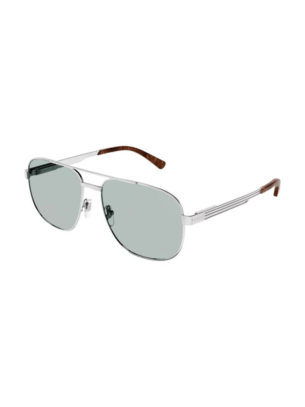 GUCCI GG1223S 004 Pilot Navigator Metal Silver Green 60 mm Men's Sunglasses